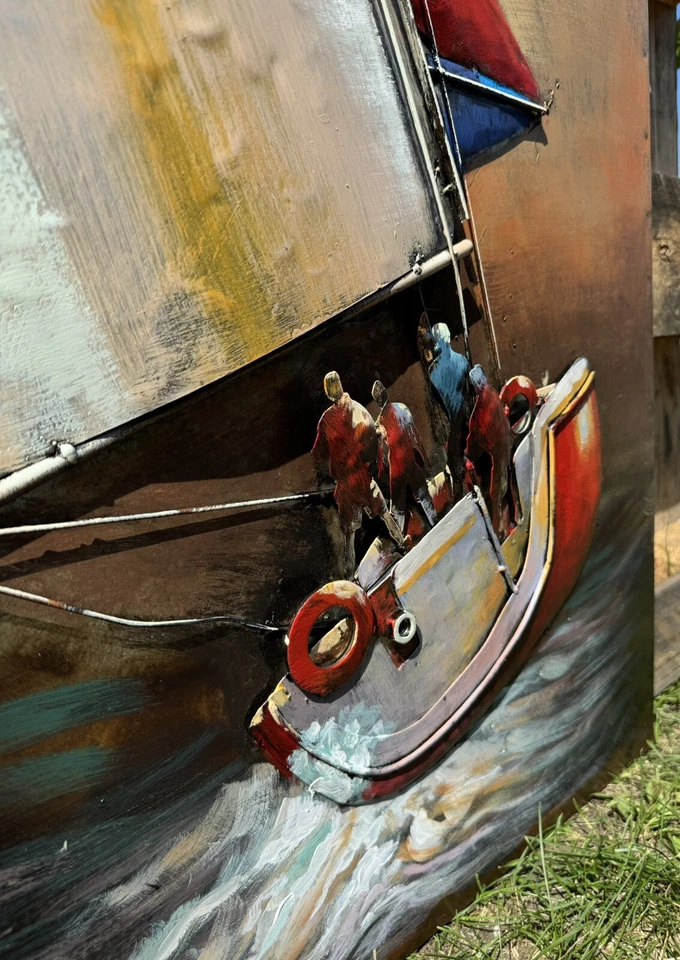 Wandbild Bild Metall Maritim Segelboot Regatta Collage Upcycling Vintage 60x90 - Bild 3 von 4