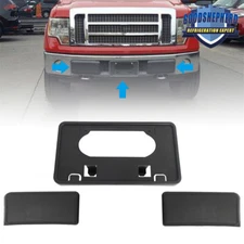 Black Trim License Plate Bracket&Front Bumper Guards Pads For Ford F-150 2009-14