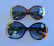 Lot of 2 Pairs QUALITY FASHION SUNGLASSES LKSF20 One Leopard Gold One Black Gold
