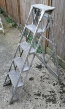 Antique Vintage Hatherley Lattistep  Wooden 5 Step Ladder / Display shelves.
