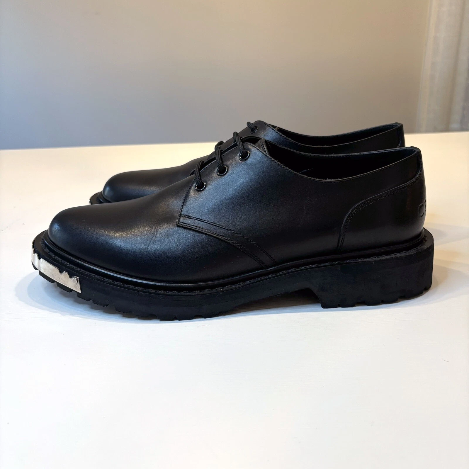 Scarpe derby da uomo Celine Paris Homme Ranger in pelle nera nuove senza etichette taglia EU 46 US 13