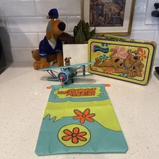 Vintage Scooby Lot - Police Plush Stuffy, Draw String Bag, Airplane, Lunchbox