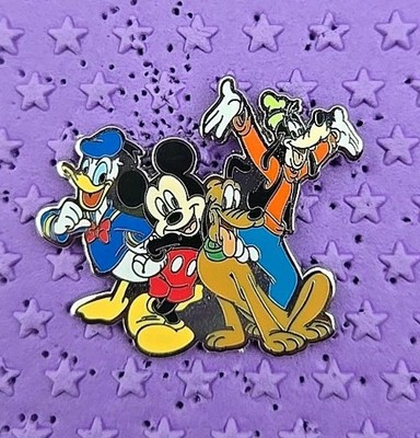 Mickey, Pluto, Donald, And Goofy Cluster Enamel Pin