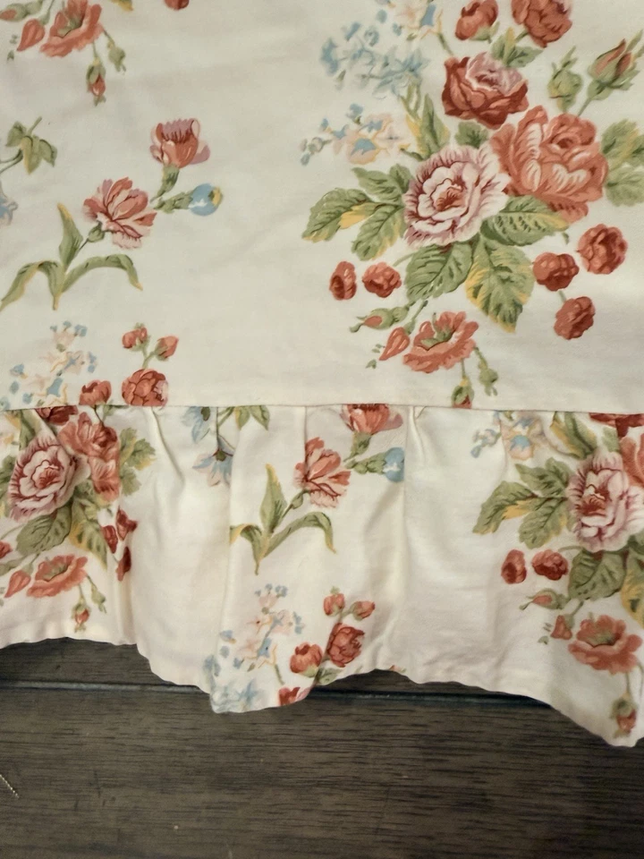 Juego de sábanas planas y ajustables Ralph Lauren Emily Anne rosa crudo floral con volantes Queen Foto 3 de 4