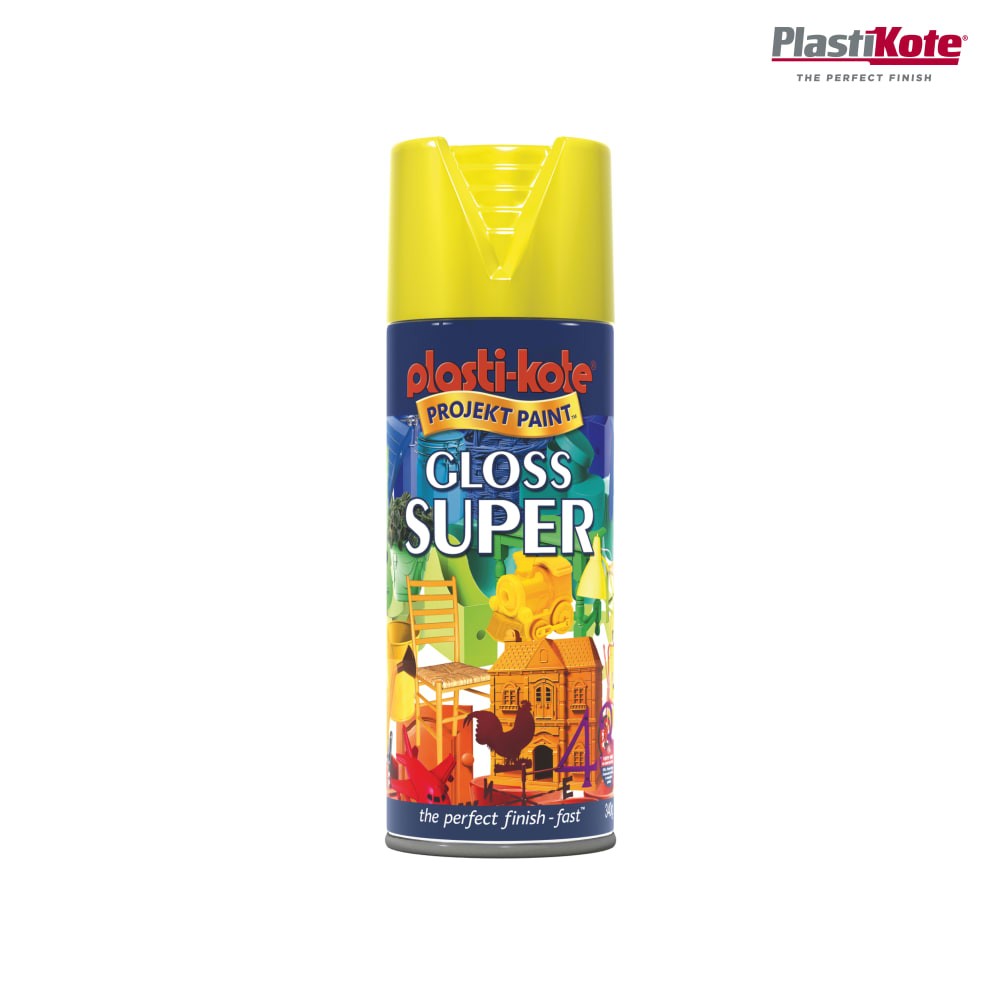 Plasti-kote Super Gloss Spray Yellow 400ml - 440.0011115.076
