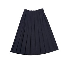 Vintage Navy Blue Pleated Midi Skirt Size 14