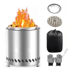 8.6 Inch Smokeless Fire Pit Outdoor Wood Burning Portable with Removable Ash Pan