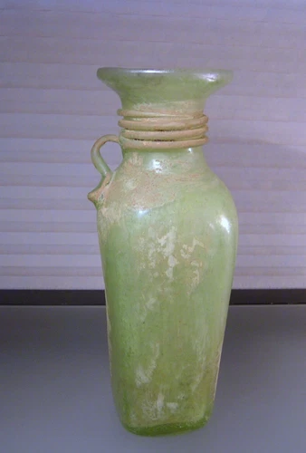 Vtg Italian Murano Roman Revival Scavo Corroso Glass Vase Jug
