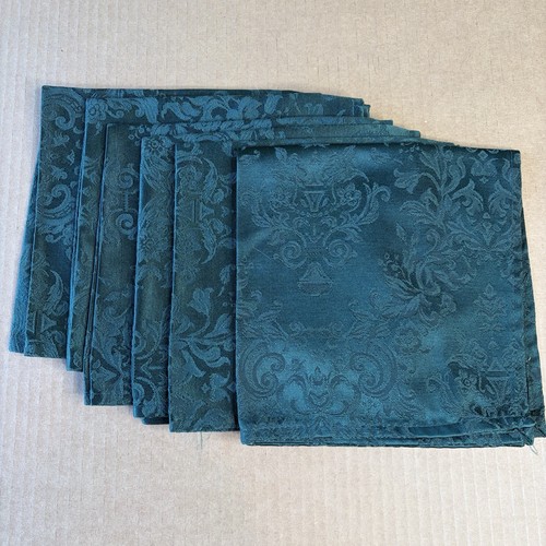 Damask Fabric Cloth Napkins Forest Green Set Of 6 Harvest Holiday Christmas 16"