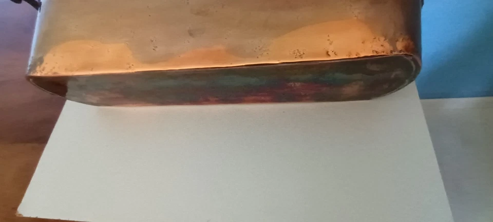 Poissonnière en cuivre avec une anse centrale en fer forgé - Photo 4/4
