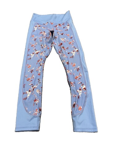 Motion365 By Fabletics Blue Floral Cropped Leggings Size Small Activewear