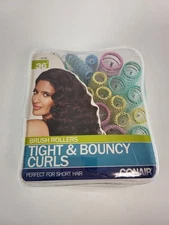 Conair BRUSH HAIR ROLLER SET 36pc CURLERS with picks 4 sizes 