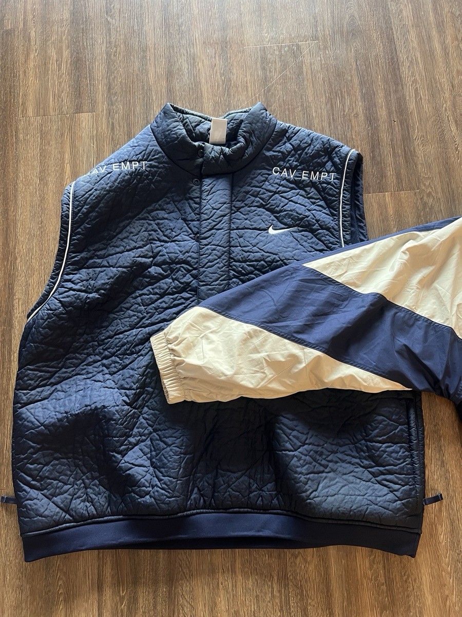 Nike x Cav Empt Men's Navy Beige Windbreaker Jacket Vest Set XL