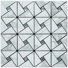 DICOFUN 1 Sheet White Marble Look Peel and Stick Backsplash Tile, Mixed Glass...
