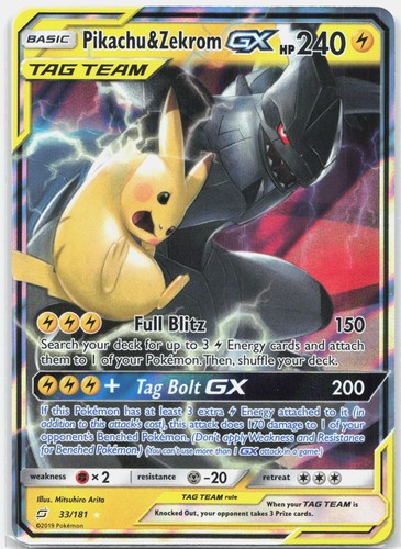 Pikachu & Zekrom GX 33/181 SM-Team Up Ultra Rare Holo