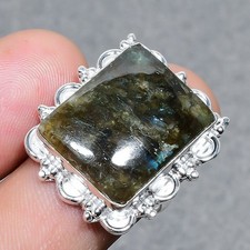 Labradorite 925 Sterling Silver Gemstone Handmade Unique Jewelry Ring 8" RP 2413