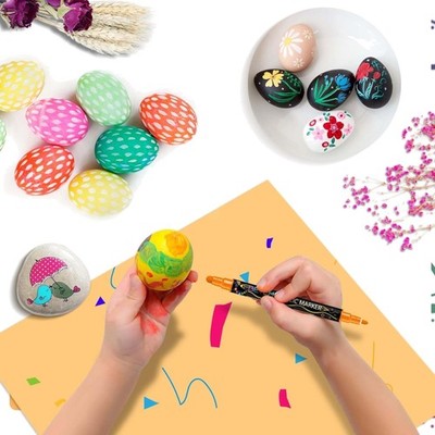 24 Colors Dual Tip Acrylic Paint Pens Markers, Fabric Decorating Kits  Water-...