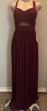 maroon Birdy Grey Elyse bridesmaid dress featuring a ruched bodice Shear Belly