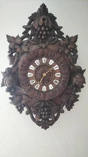 old clock pendulum wall black drill wood carved black forest