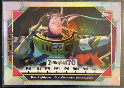 Buzz Lightyear 2025 Topps Disneyland 70th #99 Rainbow Foil Timeline Star Command
