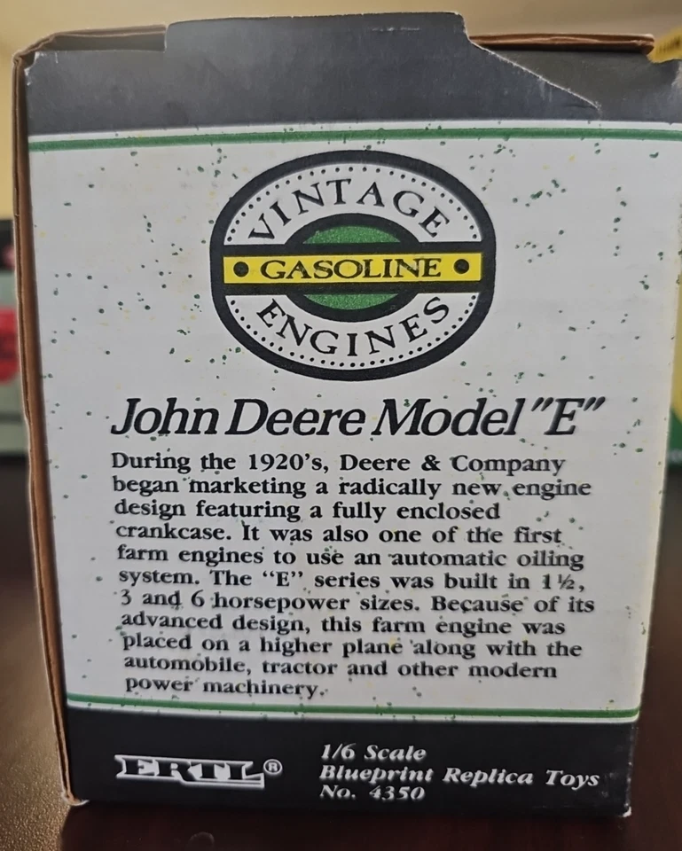 ERTL John Deere Engine Model E #4350 Die Cast 1/6 NOS Gasoline - Vintage - Image 3 of 4