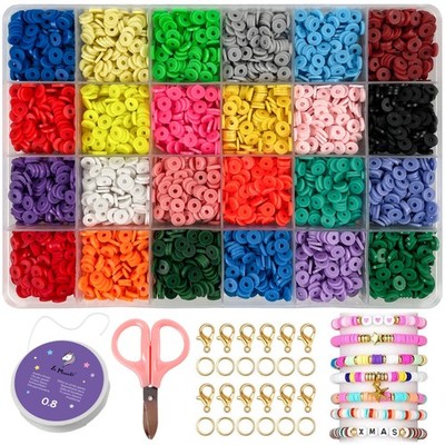 Perlen Set Zum Auffädeln für Armbänder, Perlenset Polymer Clay Beads für DIY