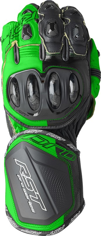 Gants RST Pro Series GP D3O Cuir Racing Moto Sport de Couleur Vert Fluo