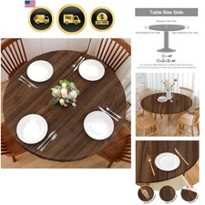 Round Tablecloth Waterproof Oilproof Fitted Cloth Cover for Indoor Outdoor Use