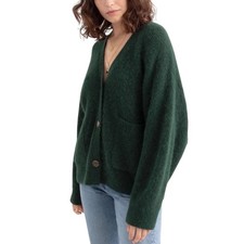 Other Stories Alpaca Blend Boxy Cardigan Green Oversized Pocket Sweater XS