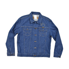 Wrangler Authentic Western Denim Jacket Mens M Blue Guitar Embroidery 1074145pw