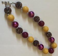 Bubble Gum Necklace Yellow Violet Silver Heart New Gift