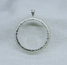 Unique Design Frame Sterling Silver, Round Twisted bezel,  Prong Setting Bezel