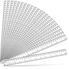 100 Pack 12 Inch Rulers Bulk Plastic Clear Rulers for Classroom
