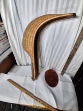 Vintage Jai Alai Cesta Xistera Wicker Rattan Basket Scoops  Leather 