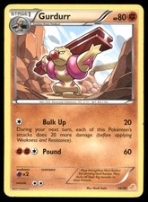 Gurdurr 14/30 Common BW Trainer Kit: Excadrill & Zoroark Pokemon Heavily Played