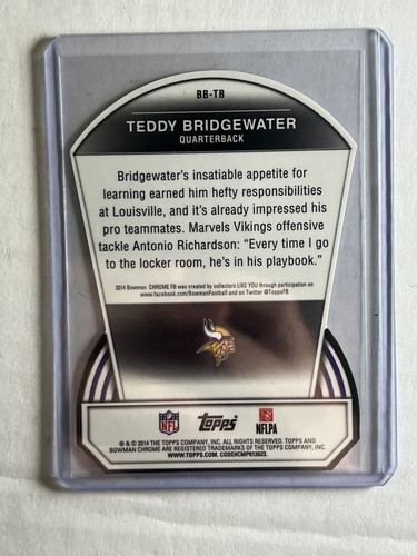2014 Bowman Chrome BB-TB Teddy Bridgewater Bowman’s Best Die Cuts Rookie Card RC - Picture 2 of 2