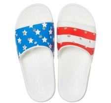 New Women's Crocs Classic Women's American Flag Slide Sandals Size 7 NWT 