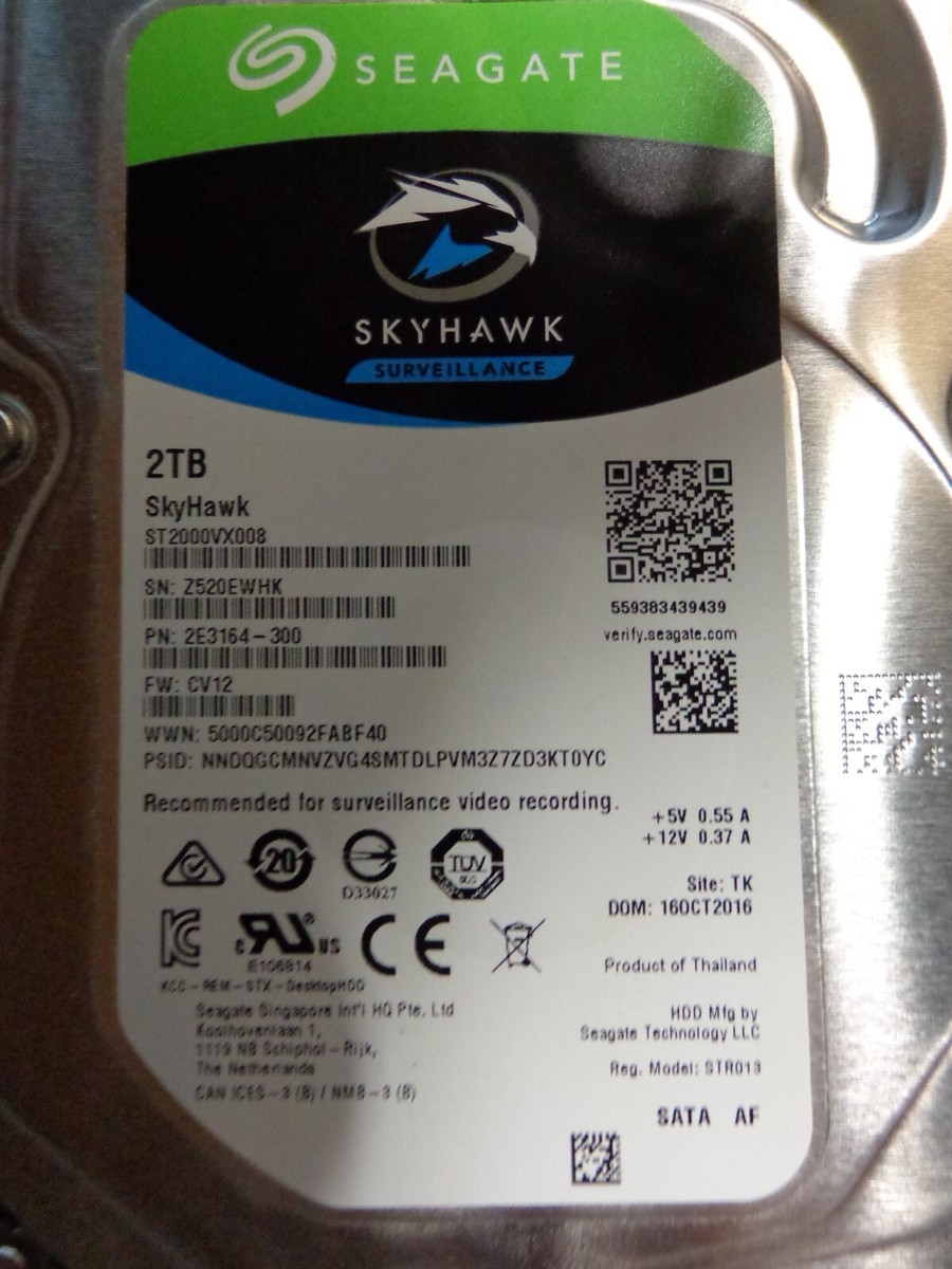 Seagate ST2000VX008 SkyHawk 2TB Surveillance Hard Drive 64MB Cache
