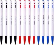 153 Ballpoint Pen 0.7mm Dozen Box Black, Blue, Red Ink Assorted Color 12 Pens