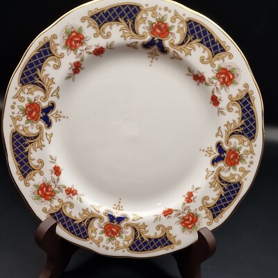 Herzogin China 560 ''Westminster'' blau rot Rosenrand Brot Beilage Teeteller 61/2'' 