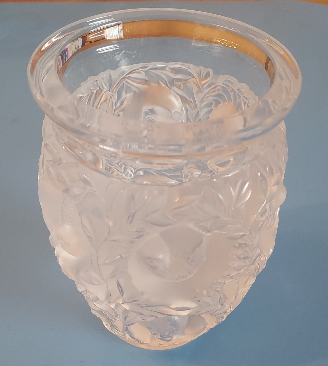 LALIQUE Crystal BAGATELLE Birds Vase large Perfect Art glass