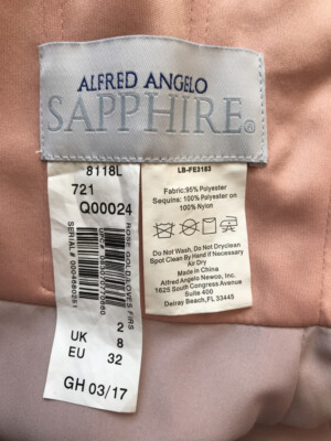 ALFRED ANGELO SAPPHIRE SIZE 8 ROSE GOLD/SPARKLY FORMAL GOWN W/SPAGHETTI  STRAPS | eBay