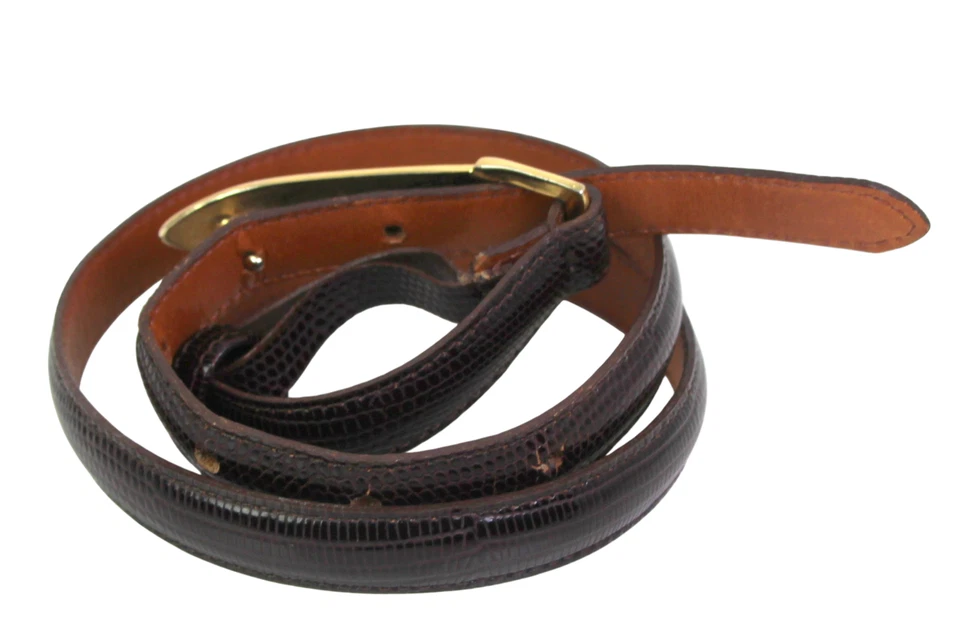 GUESS BROWN REAL LEATHER SNAKE PPRINT 5/8"Wd SKINNY CASUAL WOMEN'S BELT Sz M(83T - Image 3 of 4