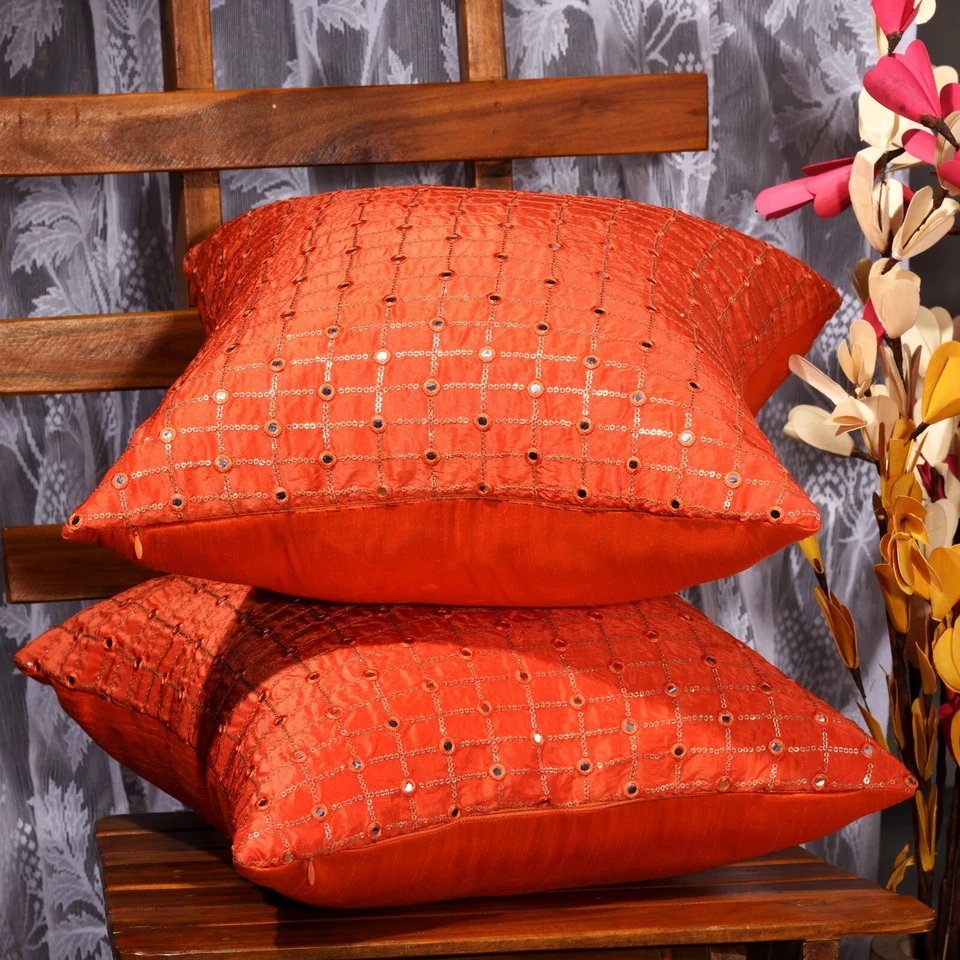 Decorative silk pillow cover 16x16 18x18 20x20 throw pillow for sofa living room - Image 4 of 4