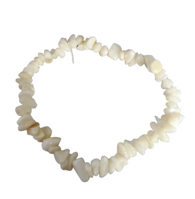 Bracelet En Nacre Baroque (Chips) Beige/Blanc - Bijou Fantaisie Élégant, Neuf Sans Emballage