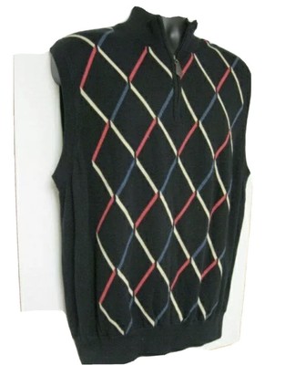 St. Andrews Of Scotland Mens Argyle Sweater Vest 1/4 Zip Size XL BLACK///N73 | eBay