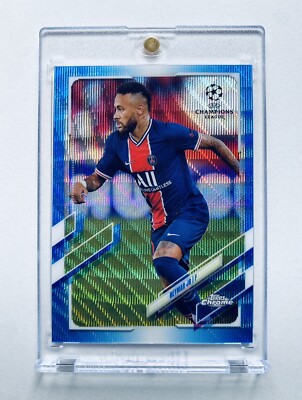 2020- 21 UCL Neymar Jr  /75 Topps Chrome UEFA.  #16 Blue Wave Refraktor