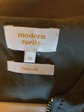 100% Silk Bomber Style Blazer Jacket Size 12 Uk Modern Rarity Khaki Green