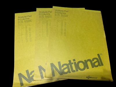 Vintage National Analysis Pad LOT of 3 Unused 6 Column 50 Sheets 11 x 8 1/2 NOS