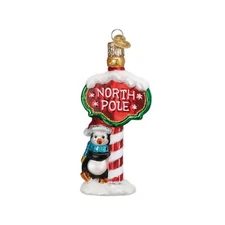 Old World Christmas Glass Blown Ornament, North Pole (With OWC Gift Box)